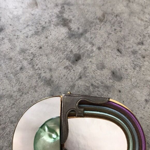 Langani Mother Of Pearl Art Deco Brooch Pin Oblong Antique Rare Vintage - Picture 6 of 9